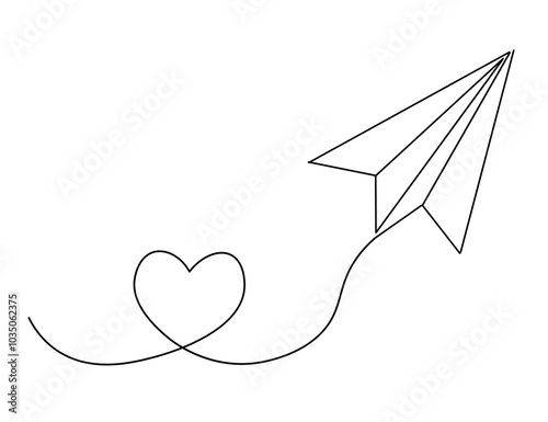 Continuous one line drawing of flying up paper airplane. Creative business concept for startup and travel. Vector craft plane illustration