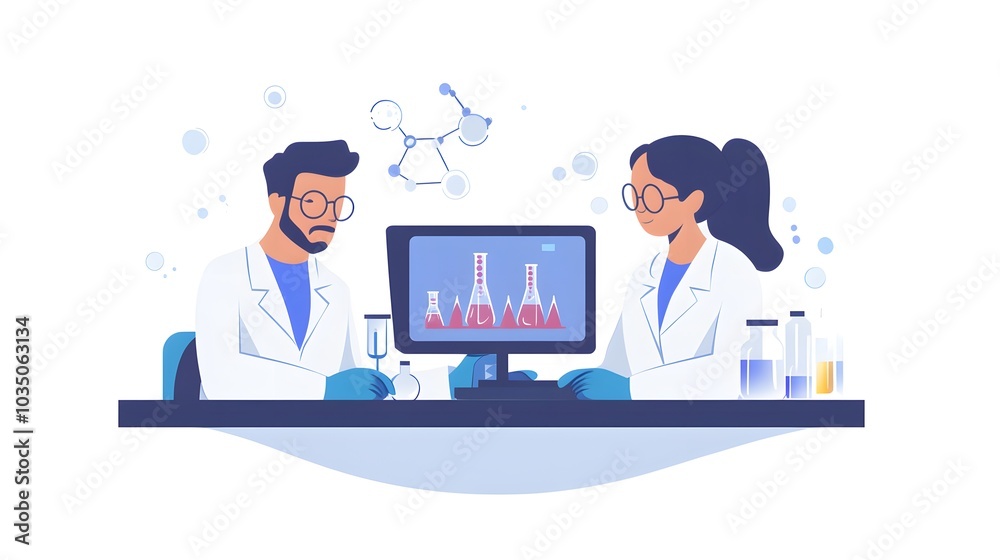 Two Scientists Working Together in a Laboratory Two Scientists Working Together in a Laboratory