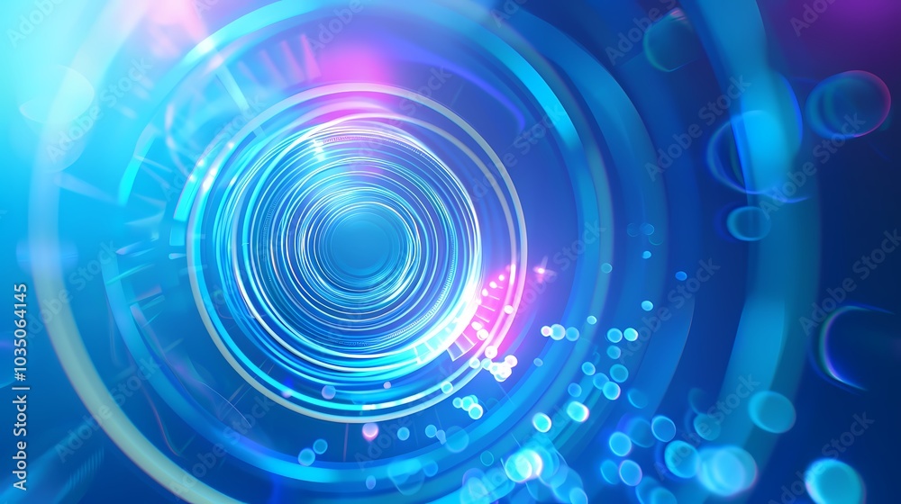 Fototapeta premium Digital Technology Blue Vortex Illustration Poster Background