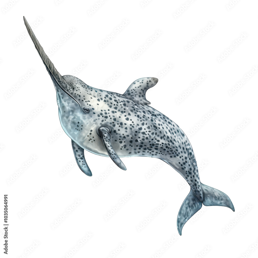 Fototapeta premium a narwhal, on transparent PNG file