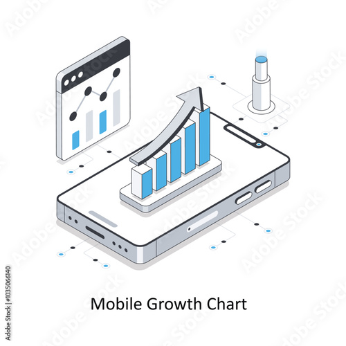 Mobile Growth Chart isometric stock illustration. EPS File stock illustration