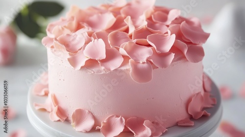 Pink Cake with Rose Petals