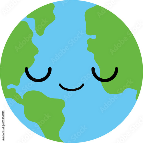 Cute planet earth cartoon character. Flat design illustration. photo