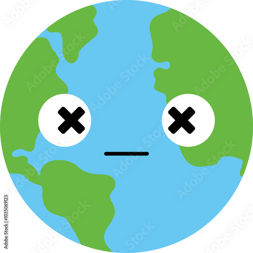 Cute planet earth cartoon character. Flat design illustration. photo