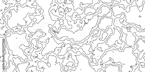 Abstract black and white wavy topography relief map background landscape geodesy topographic map lines background, topographic contour map vector illustration with black lines geography background.