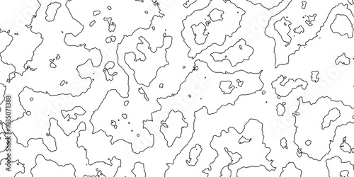 Abstract black and white wavy topography relief map background landscape geodesy topographic map lines background, topographic contour map vector illustration with black lines geography background.