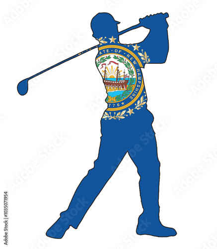 New Hampshire State Golfer Swing Silhouette