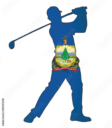 Vermont State Golfer Swing Silhouette