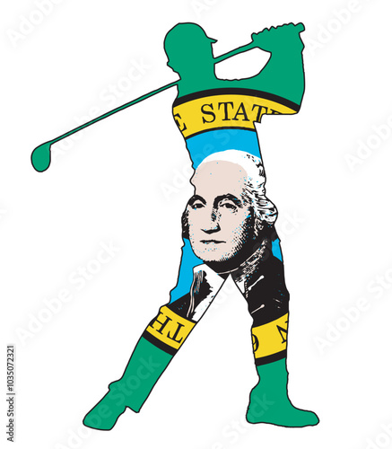 Washington State Golfer Swing Silhouette