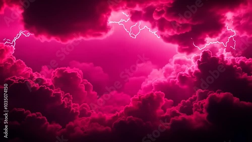 Pink Lightning Storm Clouds.