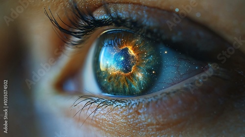 Starry Sky Reflected in a Beautiful Eye photo