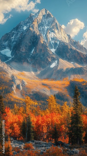Autumn Majesty: Award-Winning Mountain Peak in a Vibrant Fall Palette