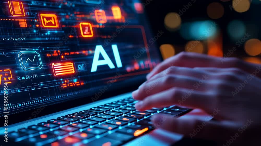 Artificial Intelligence on Laptop. Artificial Intelligence on Laptop.