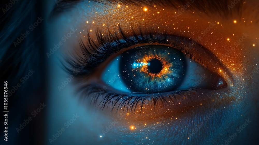 Cosmic Reflection in Iris of a Beautiful Eye