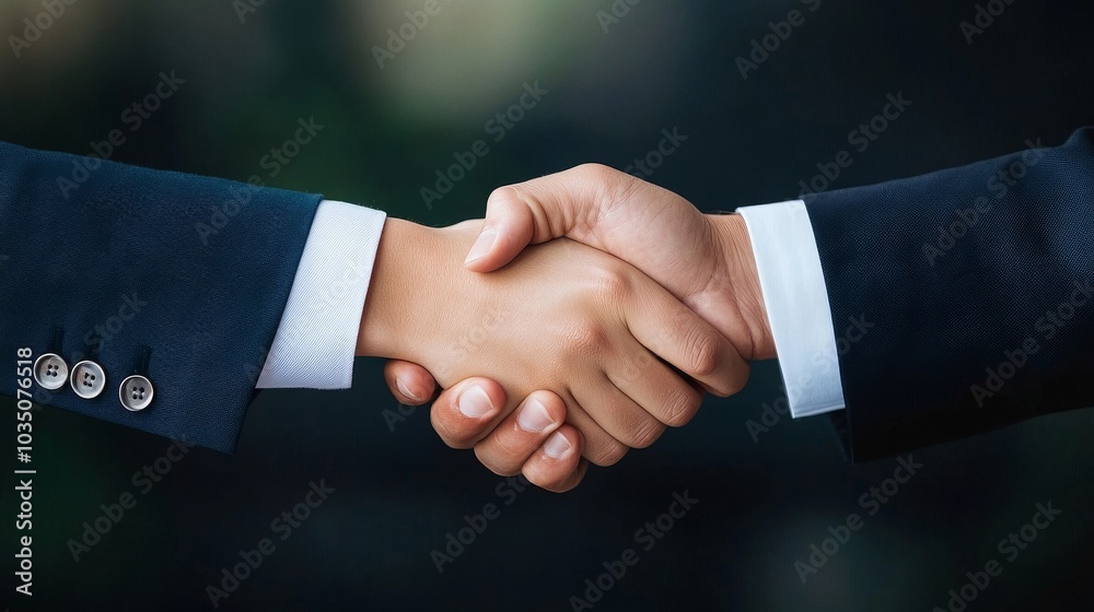 Professional handshake symbolizing partnership and agreement Professional handshake symbolizing partnership and agreement