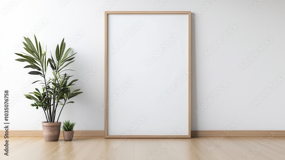 Stylish living room featuring a large empty sleek frame, perfect for personalizing your space with art. Stylish living room featuring a large empty sleek frame, perfect for personalizing your space with art.