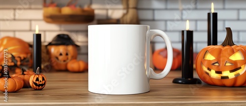 Halloween mug, white isolated background photo