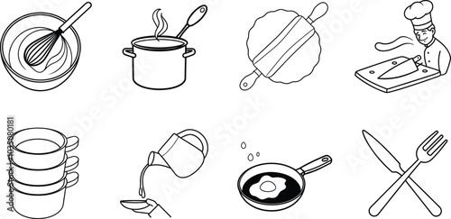 
Kitchen Utensils and Food Preparation Icons