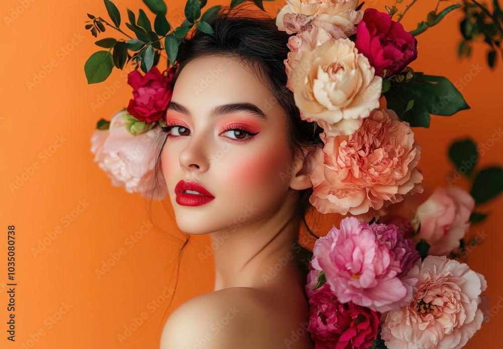 Floral Beauty Portrait. Floral Beauty Portrait.