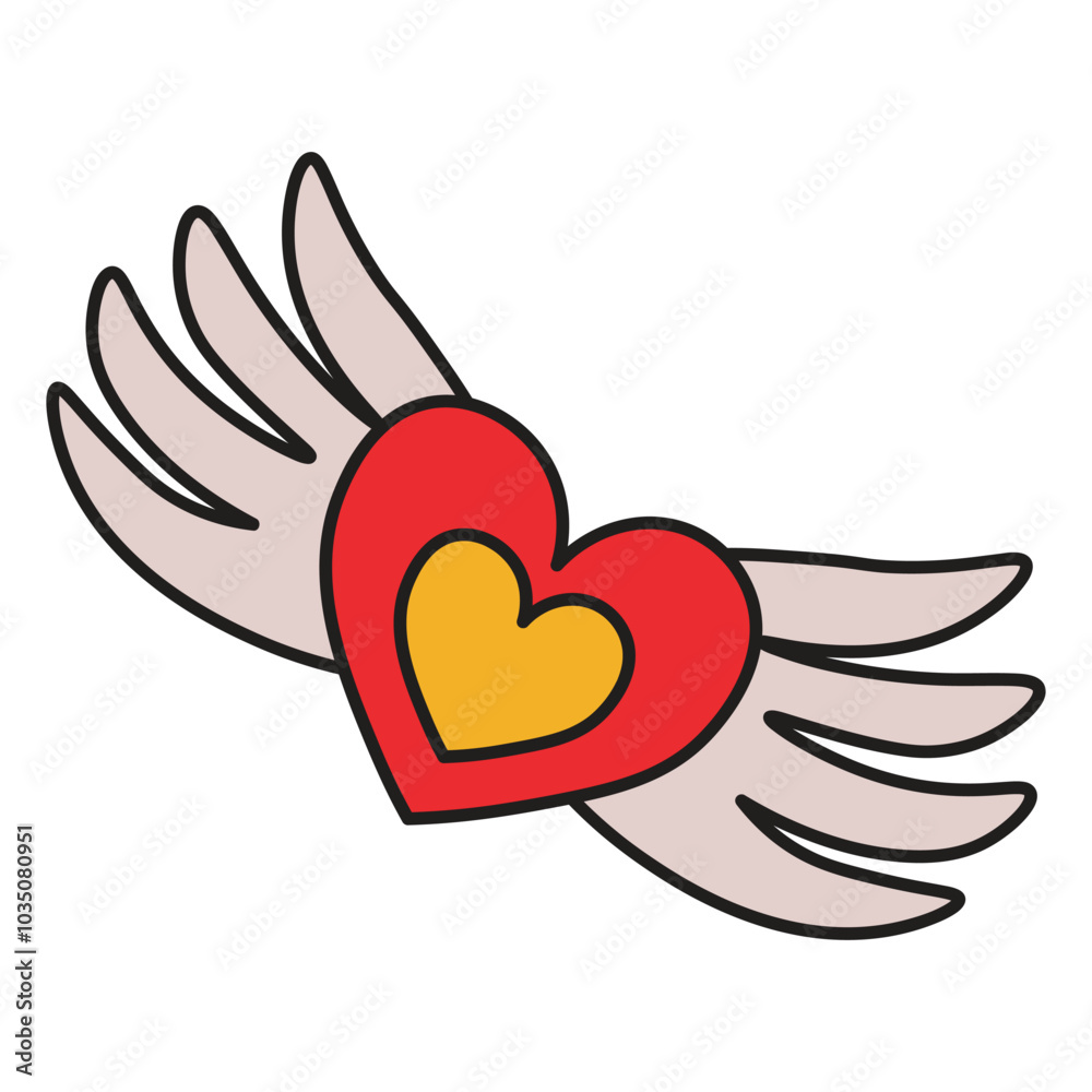 Obraz premium Retro Groovy Heart Element