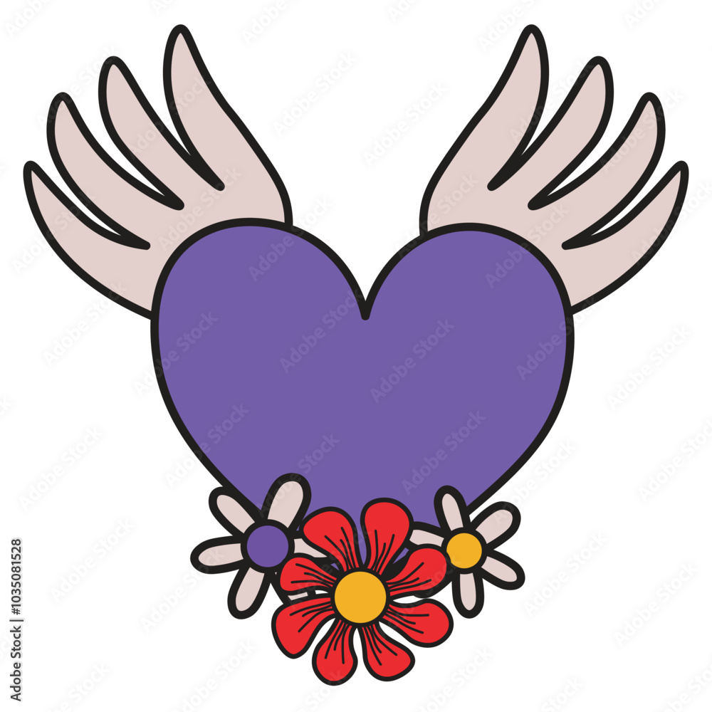 Retro Groovy Heart Element Retro Groovy Heart Element