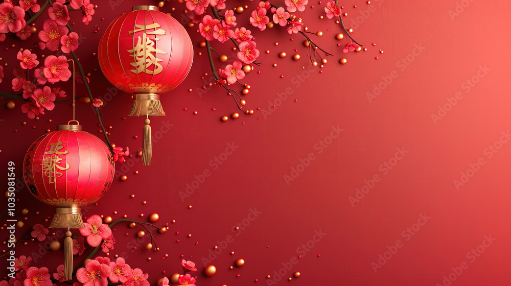 Chinese New Year background red and gold flat design Chinese New Year background red and gold flat design