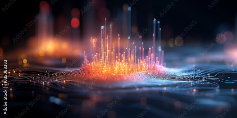 Fototapeta premium The background of future technology made up of particle elements and rays 