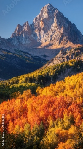 Autumn Majesty: Award-Winning Mountain Peak in a Vibrant Fall Palette