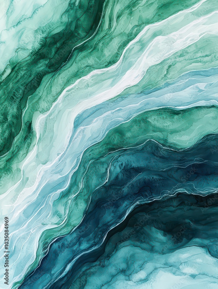Stunning watercolor depiction of Earth featuring soft green hues, evoking a sense of nature and tranquility.