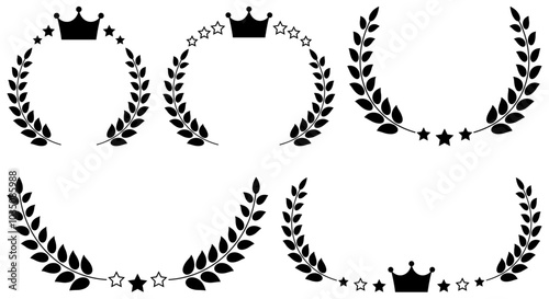 月桂樹のイラスト【モノクロ】セット