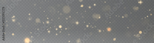 Christmas background. Powder dust light PNG. Magic shining gold dust. Fine, shiny dust bokeh particles fall off slightly. Fantastic shimmer effect. Vector illustrator.	
