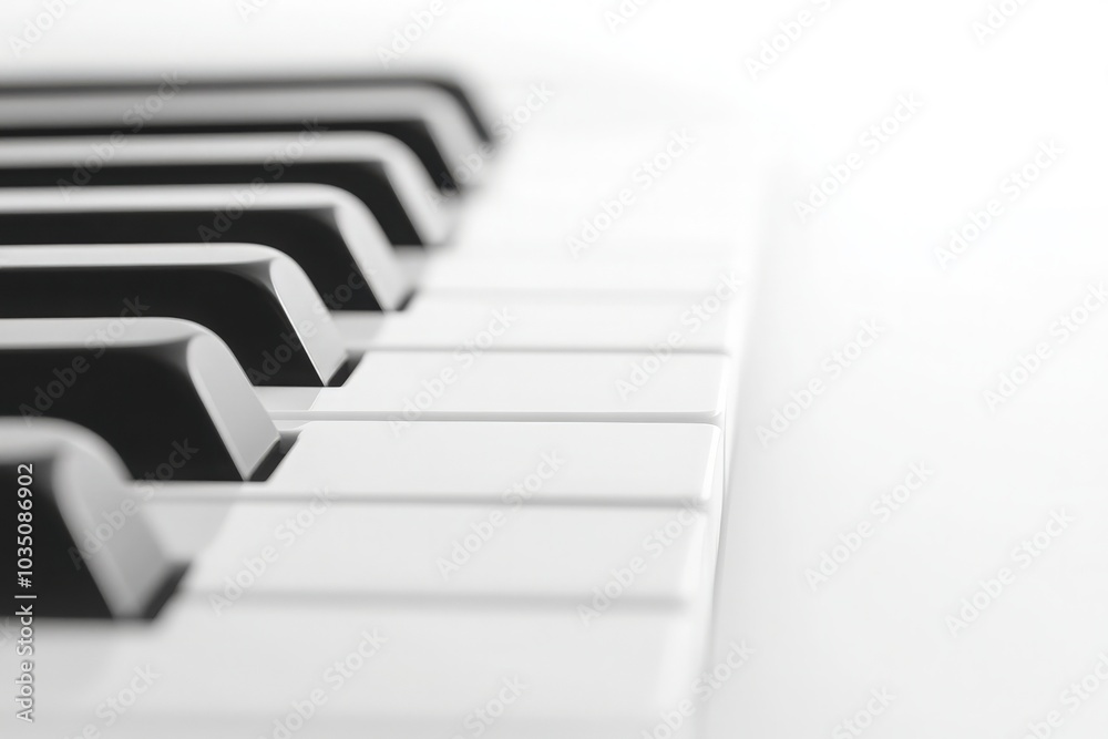 The image highlights a close-up of piano keys, showcasing the contrast of black and white on a smooth, solid surface. This detail emphasizes the beauty and craftsmanship of the instrument. The image highlights a close-up of piano keys, showcasing the contrast of black and white on a smooth, solid surface. This detail emphasizes the beauty and craftsmanship of the instrument.