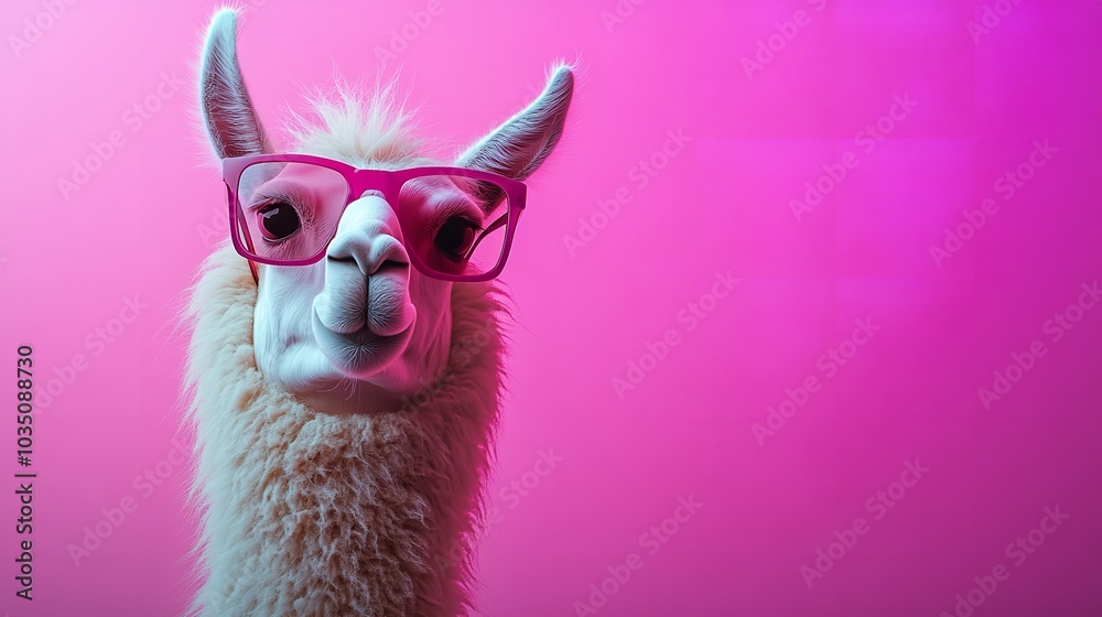 Fototapeta premium Cool Llama in Pink Sunglasses