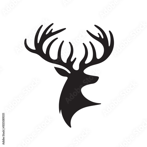 Black and White Deer Head Logo Design.eps photo