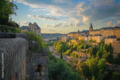 Luxembourg City Skyline: Stunning View of the Old Town and Grund in Europe's Grand Duchy