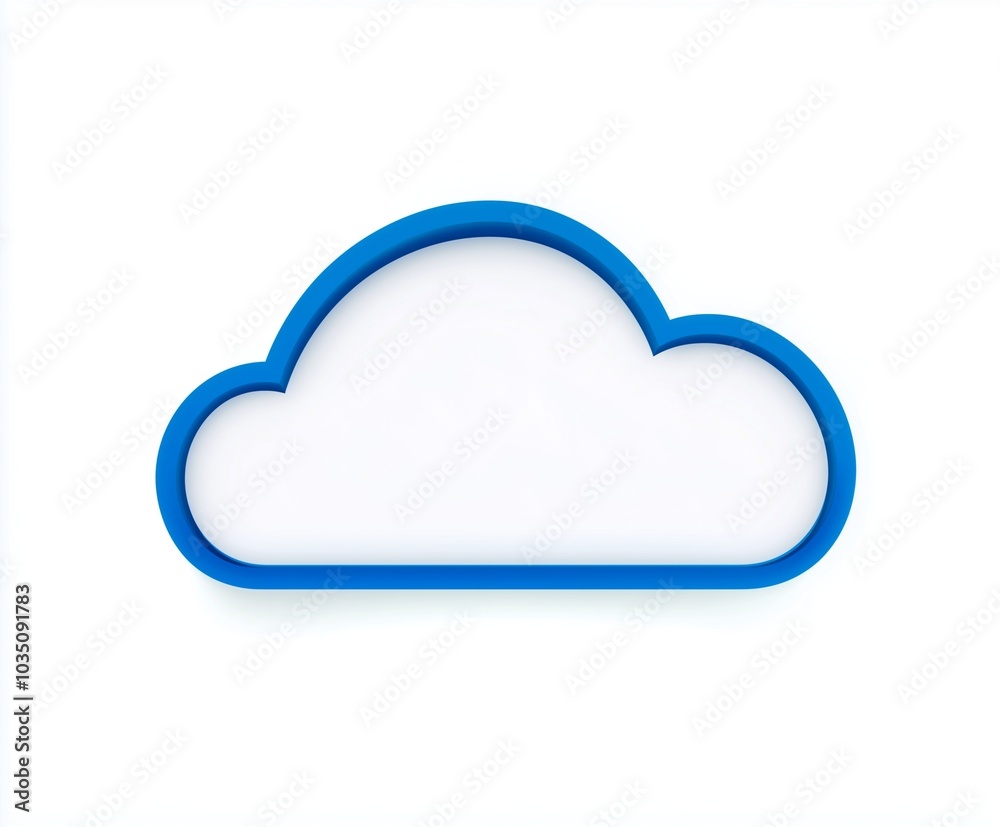 This image displays a simple, clean, blue cloud outline against a pristine white background, symbolizing digital cloud storage and internet connectivity ideals. This image displays a simple, clean, blue cloud outline against a pristine white background, symbolizing digital cloud storage and internet connectivity ideals.