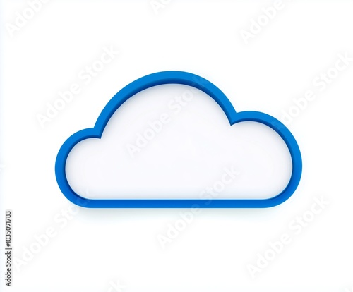 This image displays a simple, clean, blue cloud outline against a pristine white background, symbolizing digital cloud storage and internet connectivity ideals.