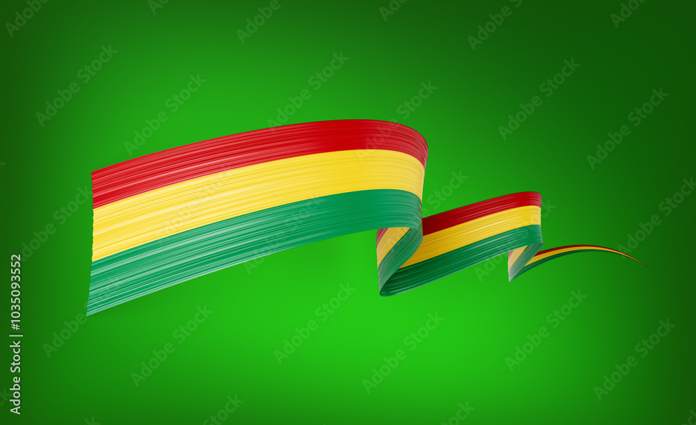 Φωτογραφία 3d Flag Of Guinea 3d Wavy Shiny Guinea Ribbon Flag Isolated On Green Background