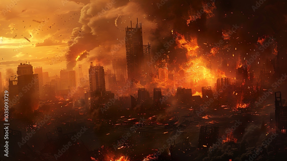 Burning Cityscape: A Post-Apocalyptic Vision Burning Cityscape: A Post-Apocalyptic Vision