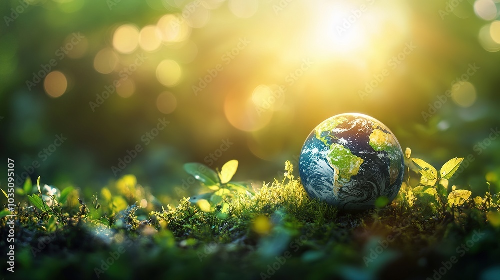 Vibrant Earth Sphere on Lush Green Ground Vibrant Earth Sphere on Lush Green Ground