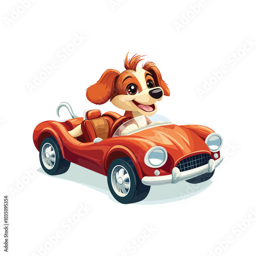 Funny Bulldog Driving a Luxury Car Vector Art