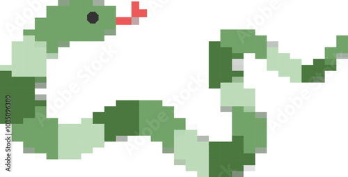緑色の蛇のドット絵のイラスト