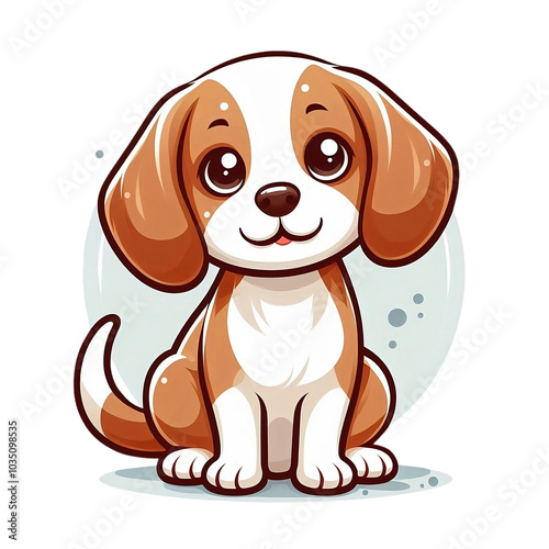 Cute Cartoon Dog Illustration with Big Eyes and Playful Expression