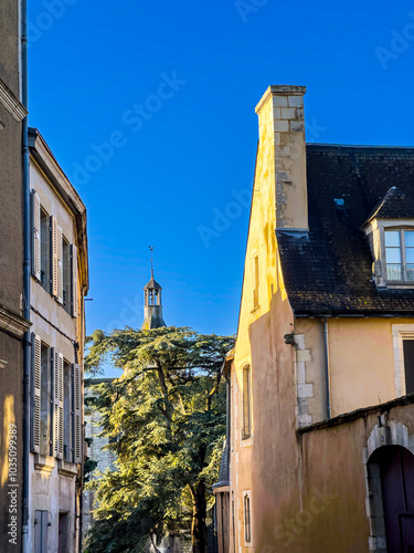 Street view of old village Poitiers in France