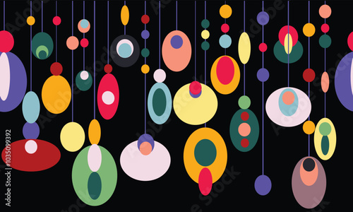 Horizontal seamless background with multi-colored ovals.