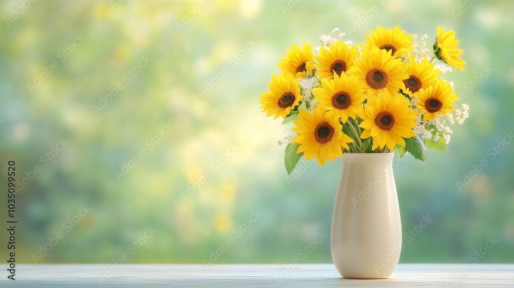 Bright sunflower bouquet in a serene setting Bright sunflower bouquet in a serene setting
