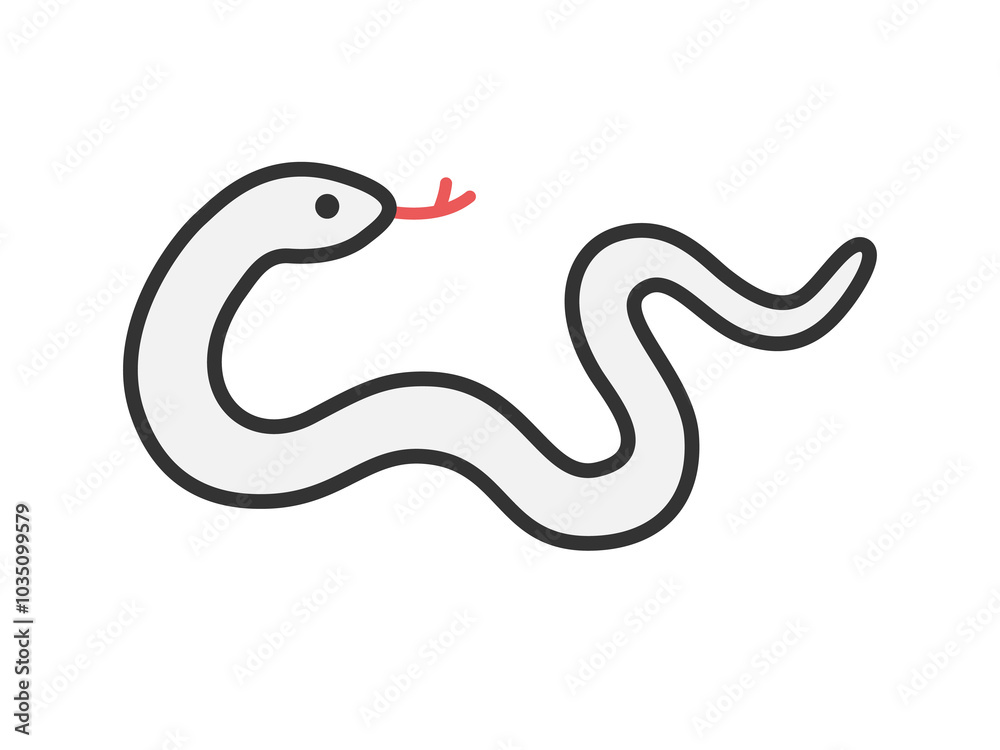 Fototapeta premium 白蛇（線画）のイラスト