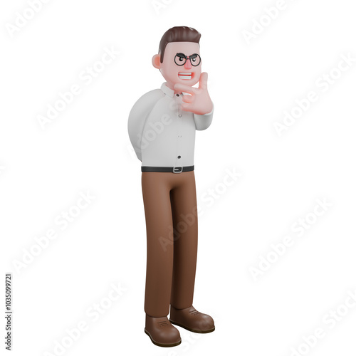 Animated Professional Sociologist. A male sociologist is standing while holding his chin. Cartoon Illustration photo