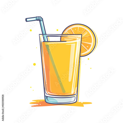 Vitamin-Packed Orange Juice Beverage Vector on White Background