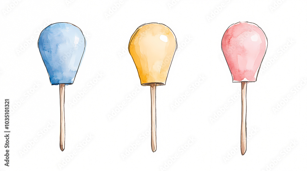 This charming illustration features three colorful ice cream cones perfect for evoking a sense of summer joy and delicious treats This charming illustration features three colorful ice cream cones perfect for evoking a sense of summer joy and delicious treats